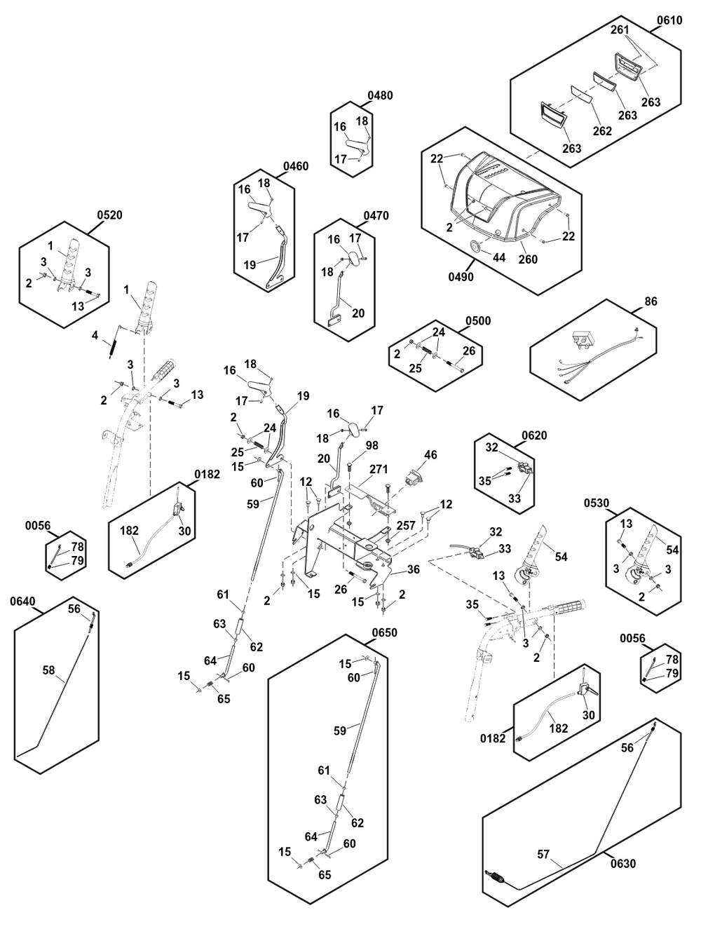 Controls Group Diagram and Parts List for 1696828-02-1530MDS 2019 Briggs and Stratton Snow Blower